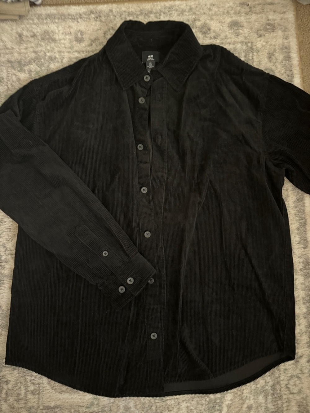H&M Black Corduroy Button-Front Shirt